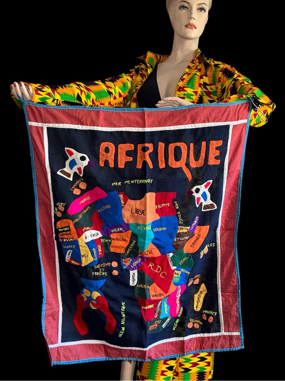 African Patchwork Map Wall Tapestry